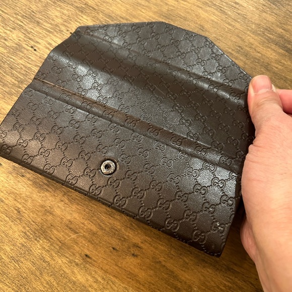 Gucci Folding Eyeglass Case GG Logo Cleaning Cloth Brown Clasp main image 9